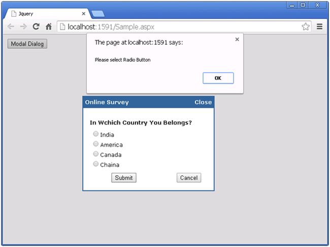 radio button validate